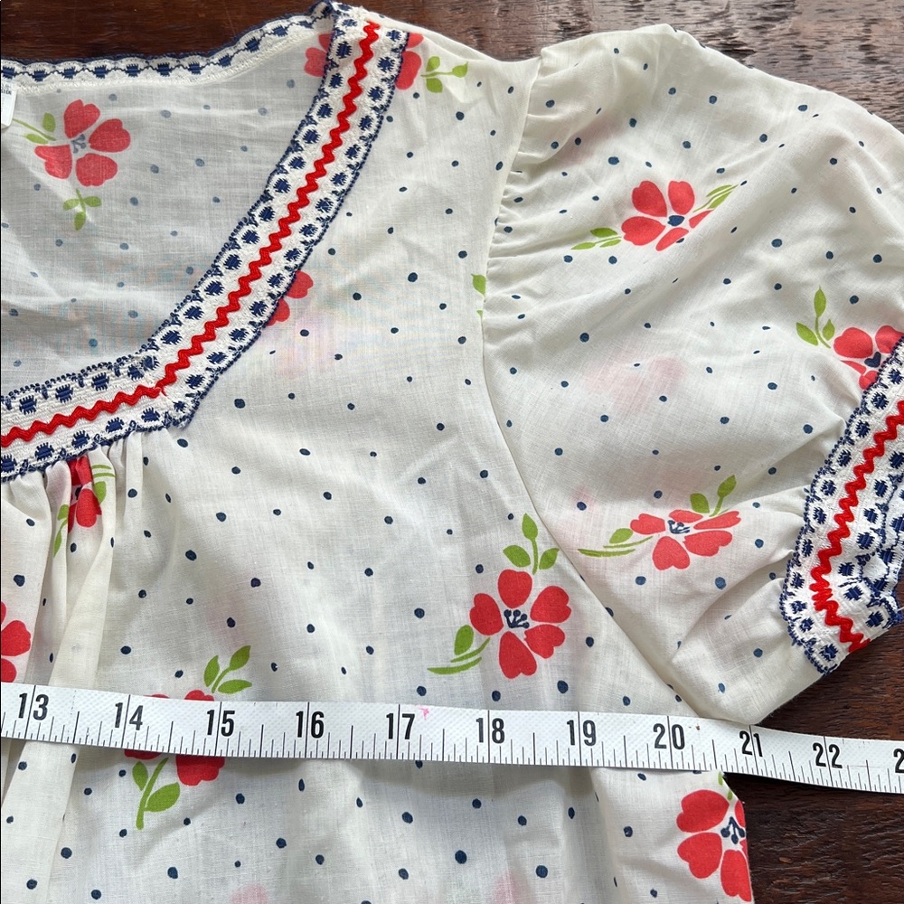 Komar Vintage 100% Cotton Nightgown Ribbon Detail White Multicolor Floral Size M - Picture 6 of 10